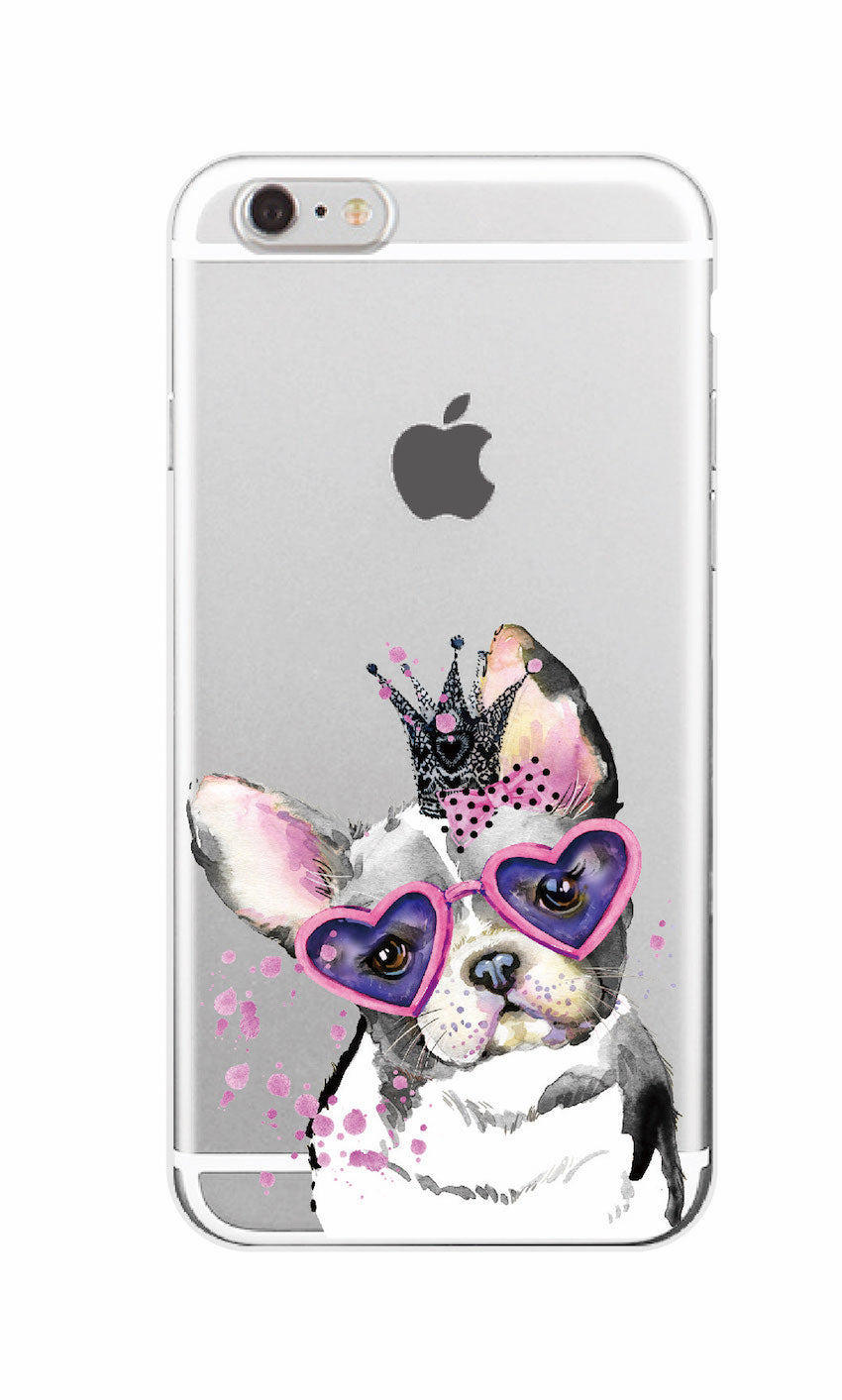 French Bulldog With Pink Heart Glasses