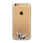 Cute Cartoon Animal Cat Dog BULLDOG Phone Case For iPhone 6 6s Plus 7 7Plus 4.7" 5.5" Clear Soft TPU Gel Flexible Skin Cover